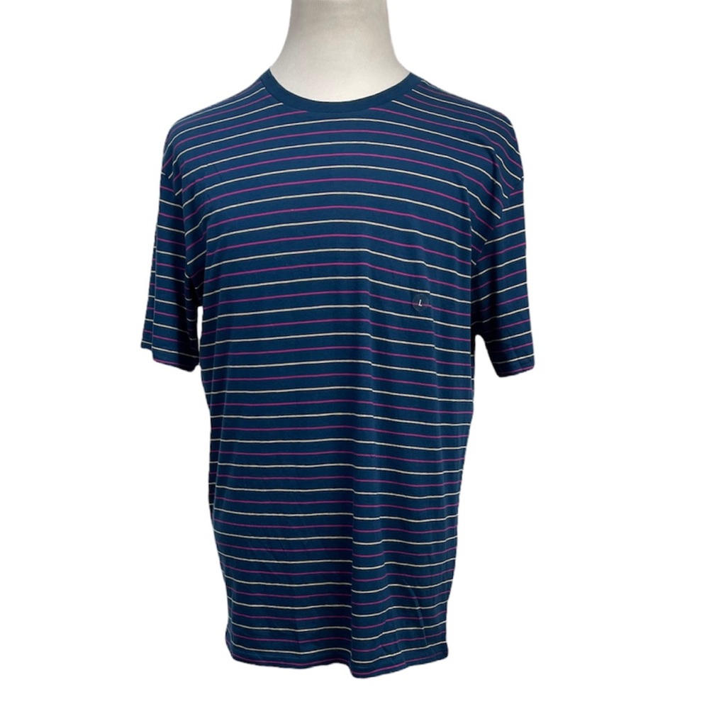 NWT Pacsun Men’s Crewneck Blue Striped Shirt Size Large 100% Cotton